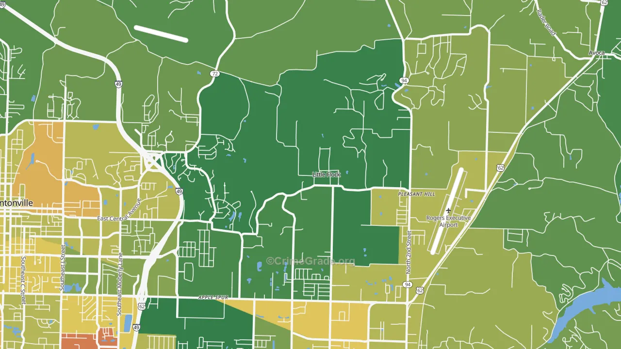 Little Flock, AR Map of Robbery Rates