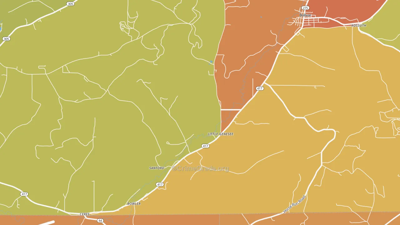 Little Genesee, NY Map of Robbery Rates