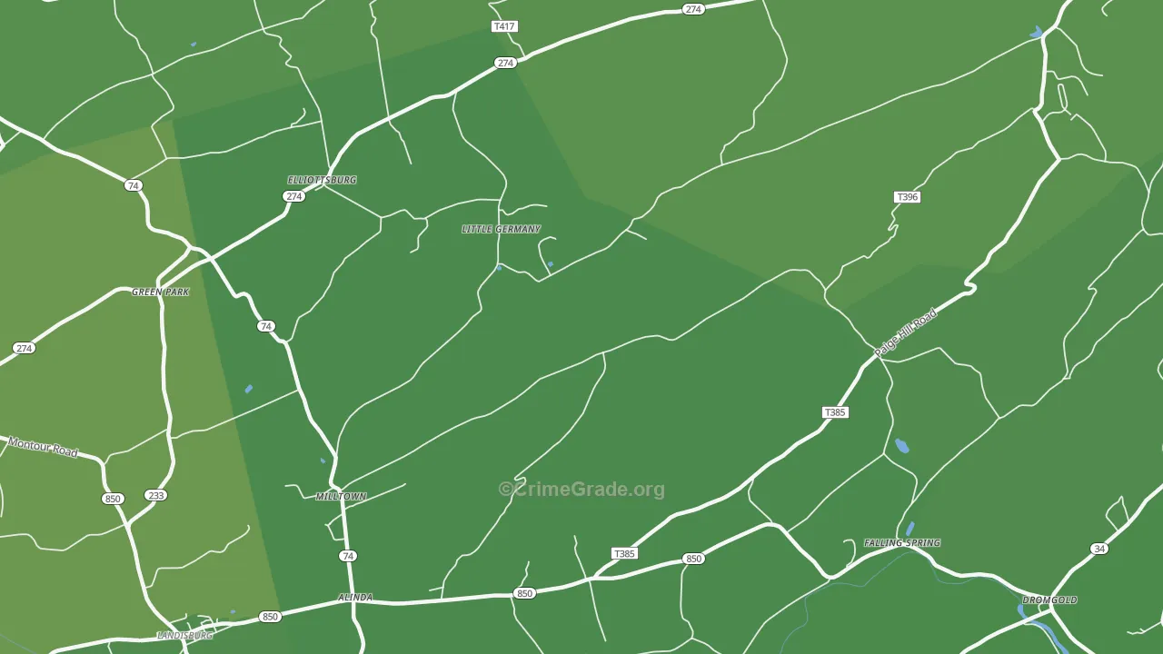 Little Germany, PA Map of Robbery Rates