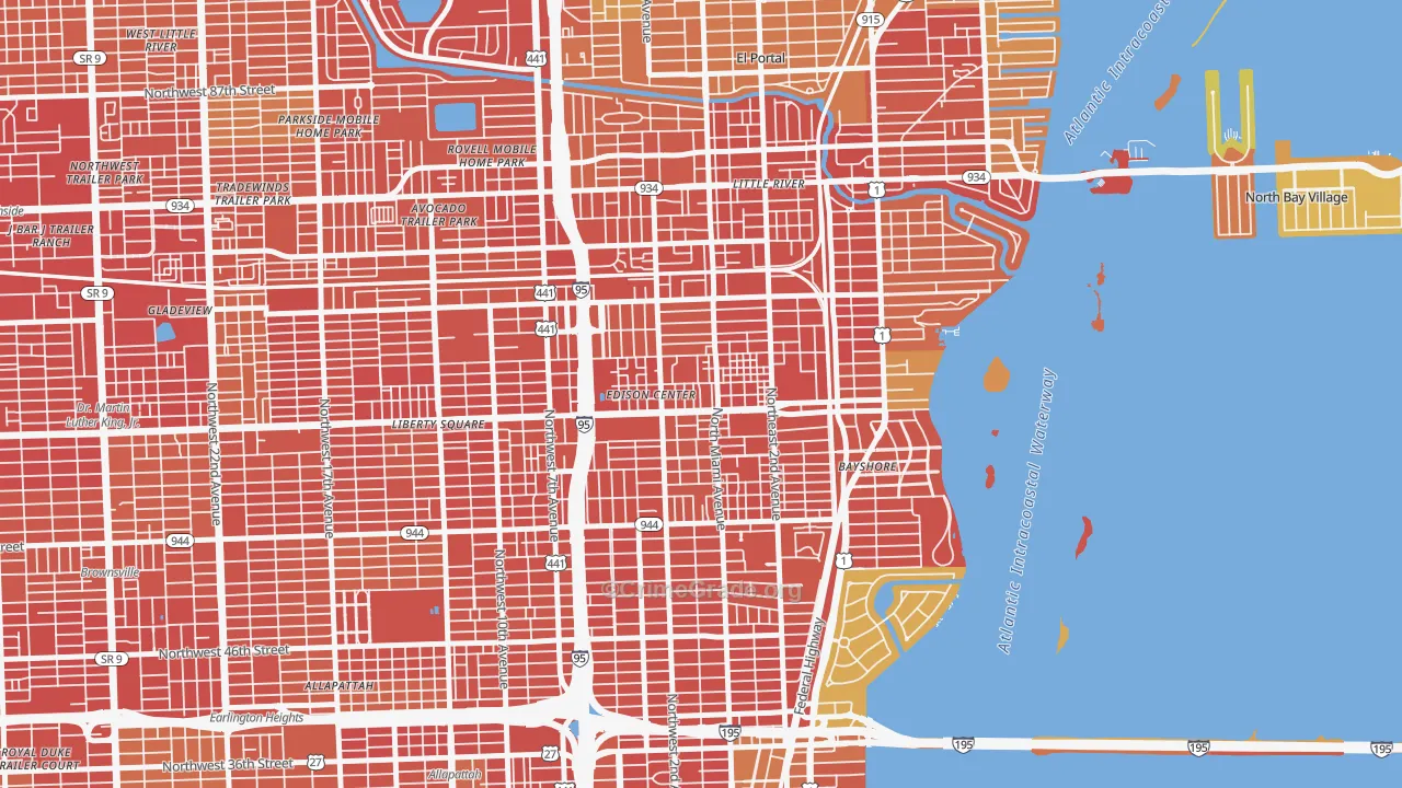 Little Haiti, Miami, FL Map of Robbery Rates