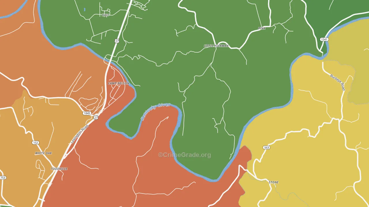 Little Hickman, KY Map of Robbery Rates