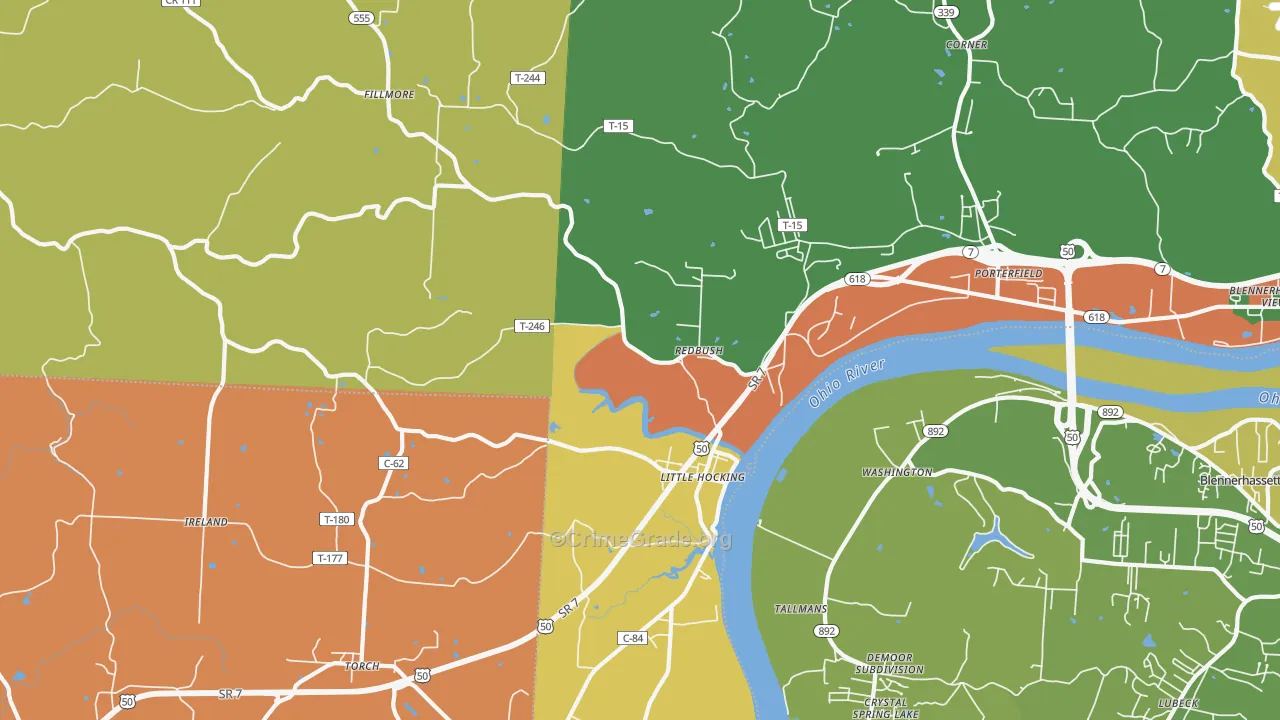 Little Hocking, OH Map of Robbery Rates