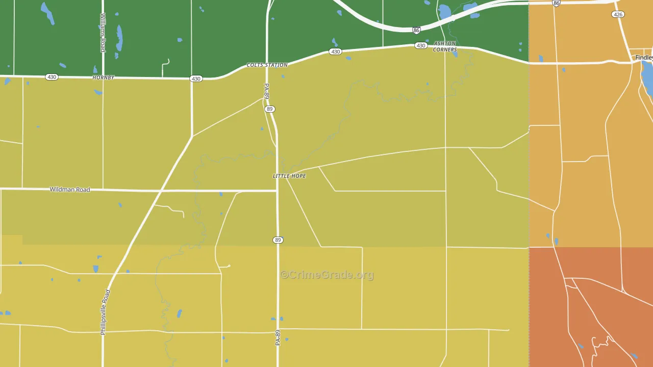 Little Hope, PA Map of Robbery Rates