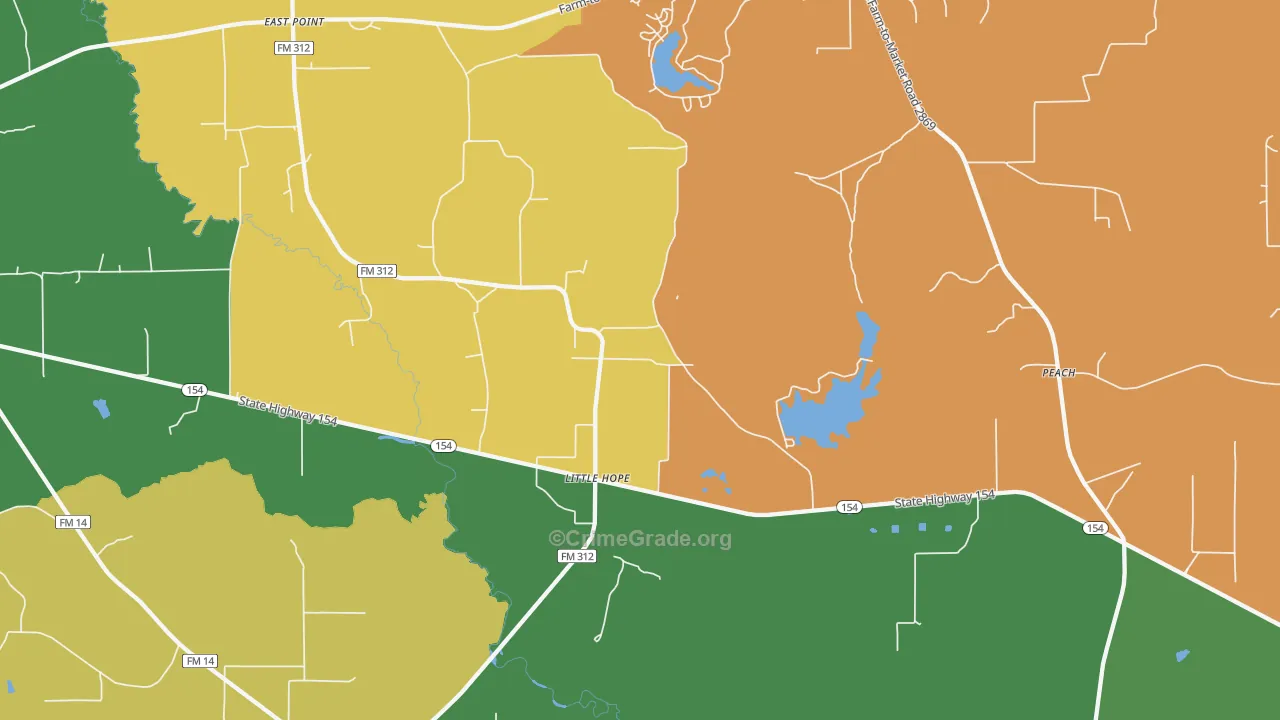 Little Hope, TX Map of Robbery Rates