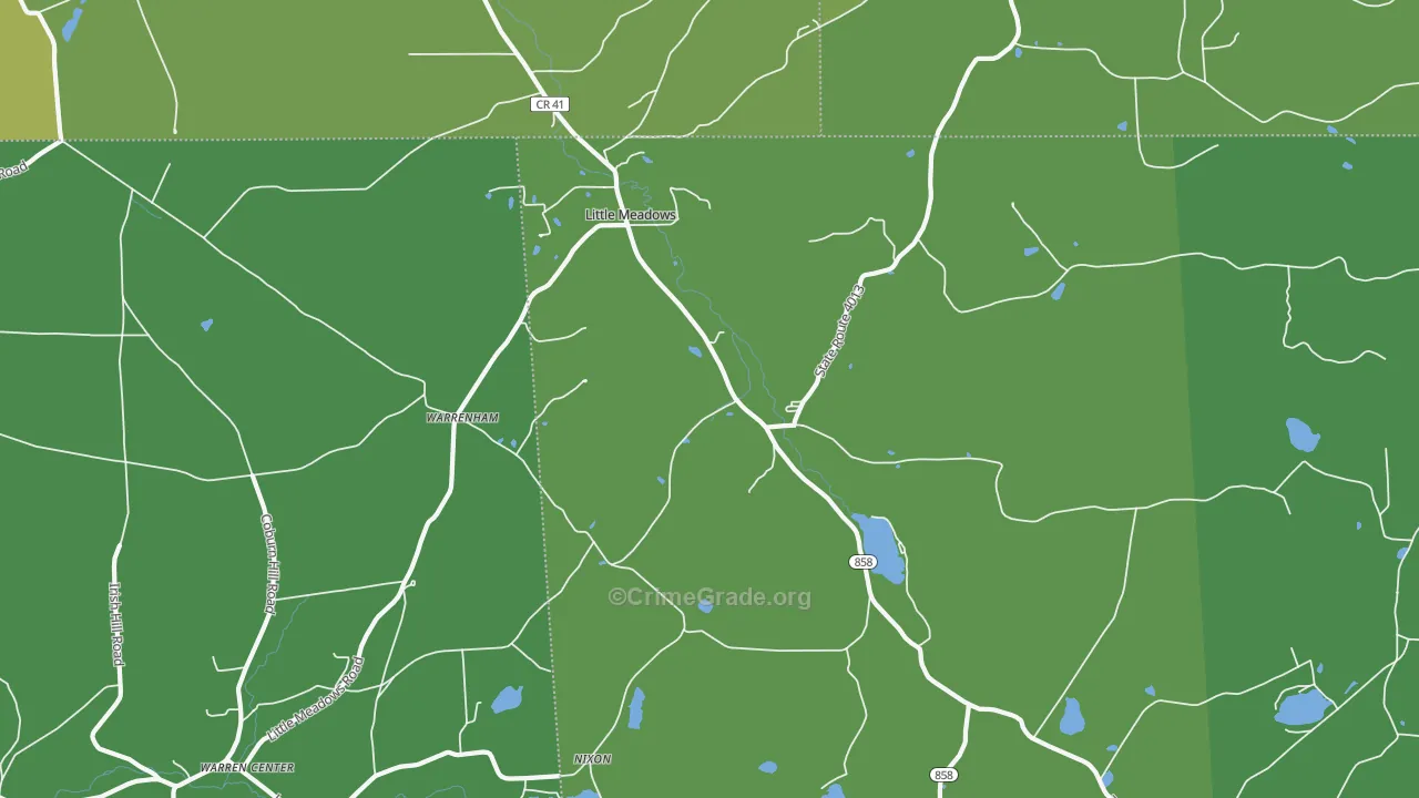Little Meadows, PA Map of Robbery Rates
