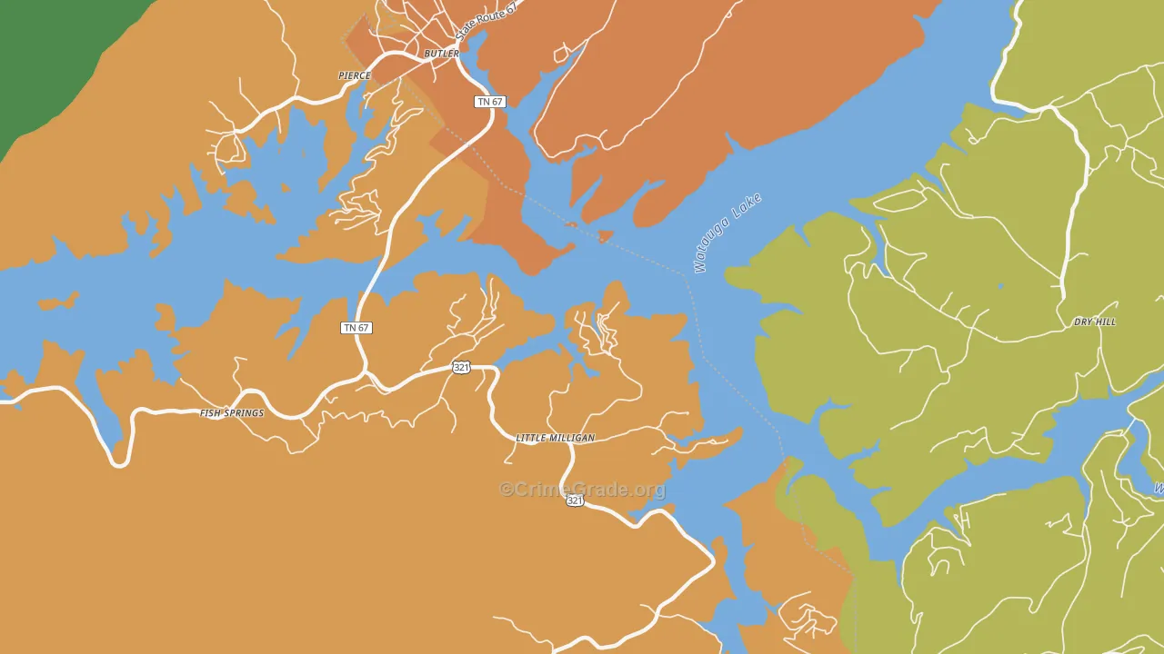 Little Milligan, TN Map of Robbery Rates