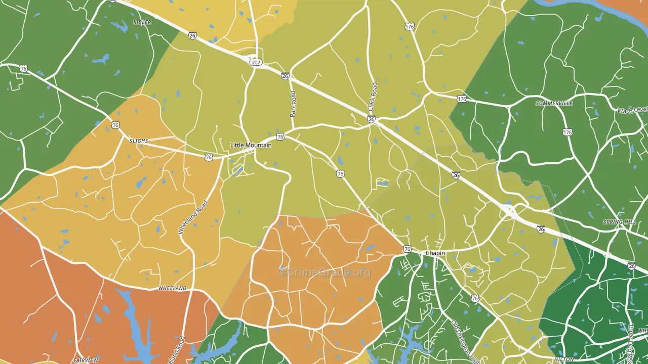 Little Mountain, SC Map of Robbery Rates