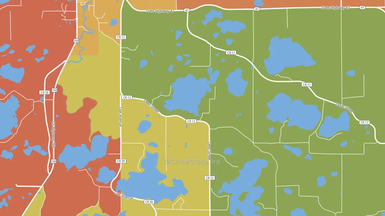 Little Pine, MN Map of Robbery Rates