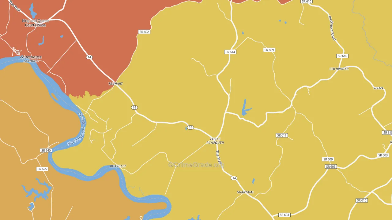 Little Plymouth, VA Map of Robbery Rates