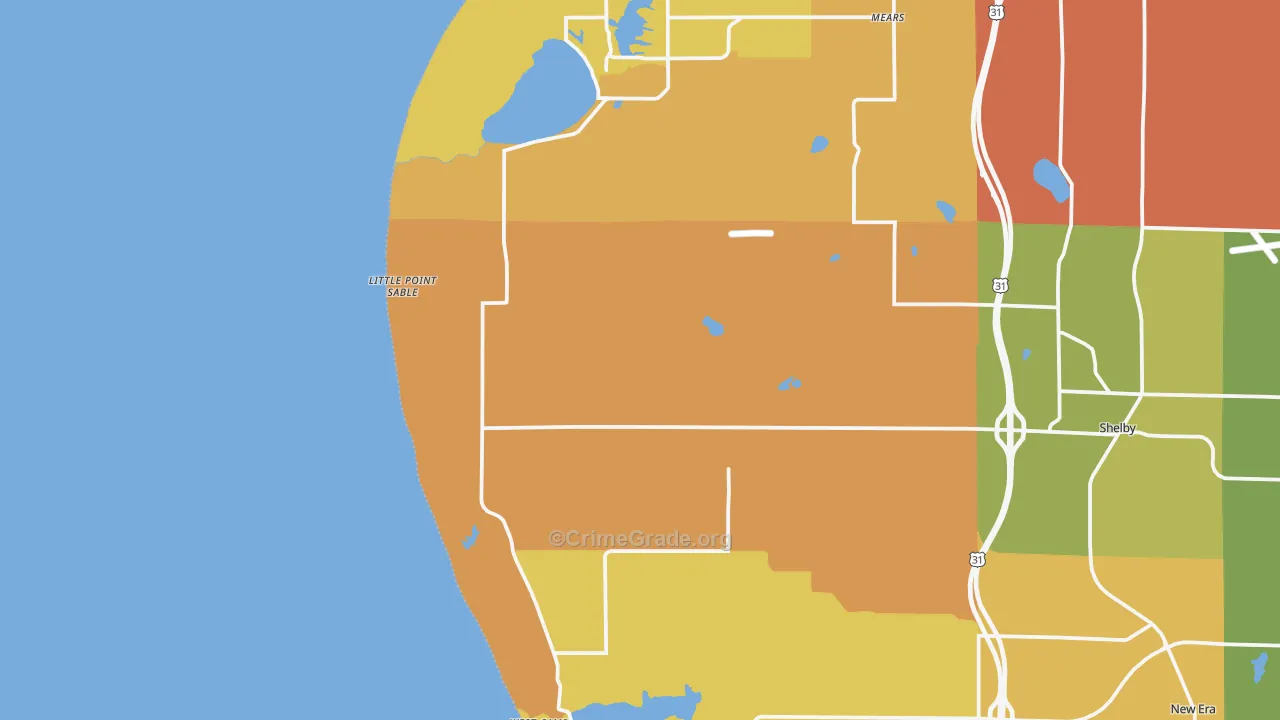Little Point Sable, MI Map of Robbery Rates