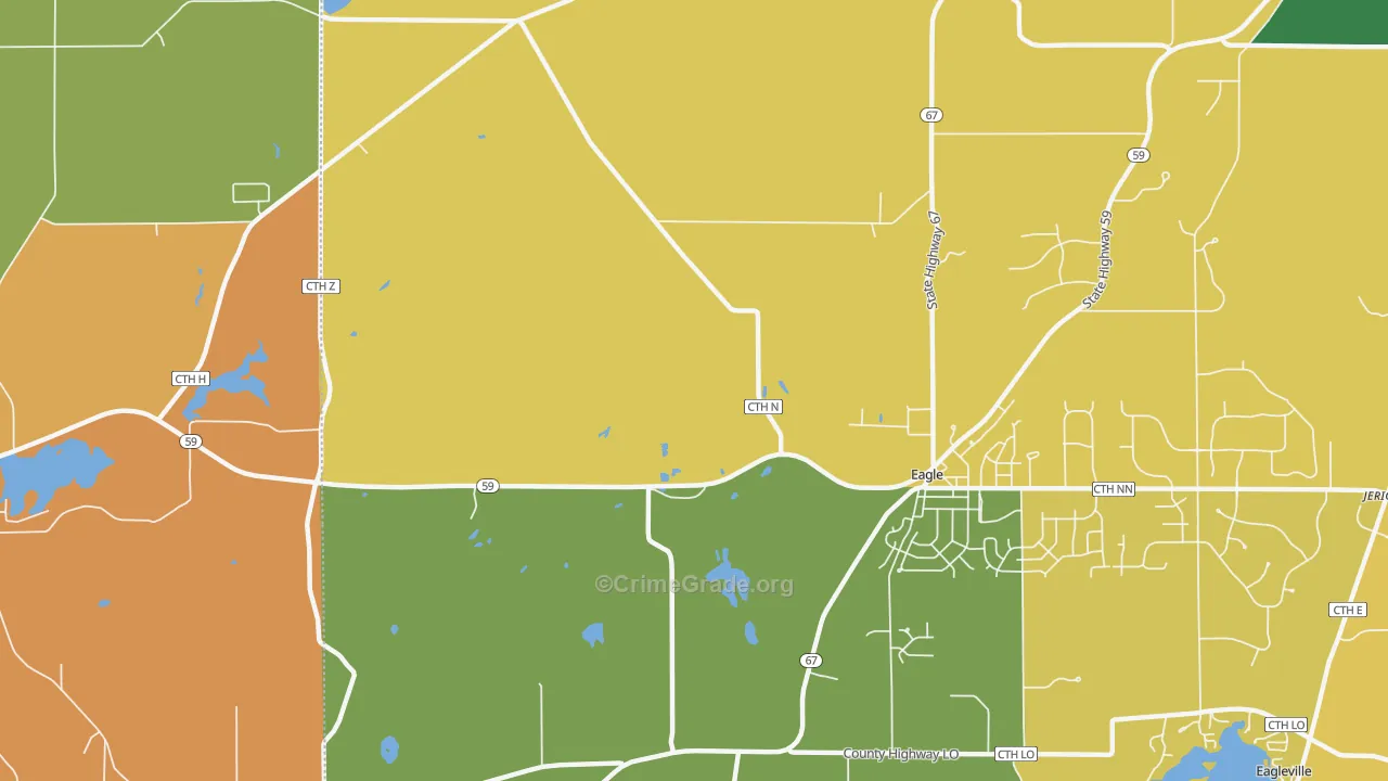 Little Prairie, WI Map of Robbery Rates