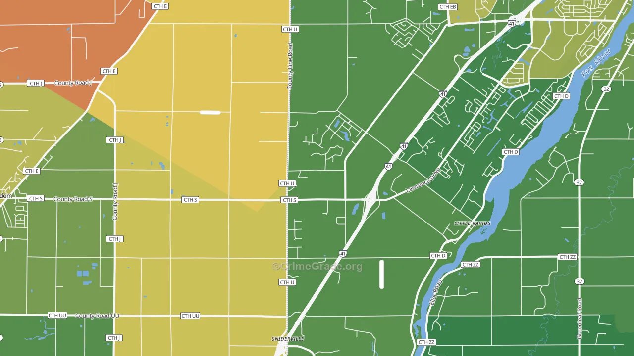 Little Rapids, WI Map of Robbery Rates