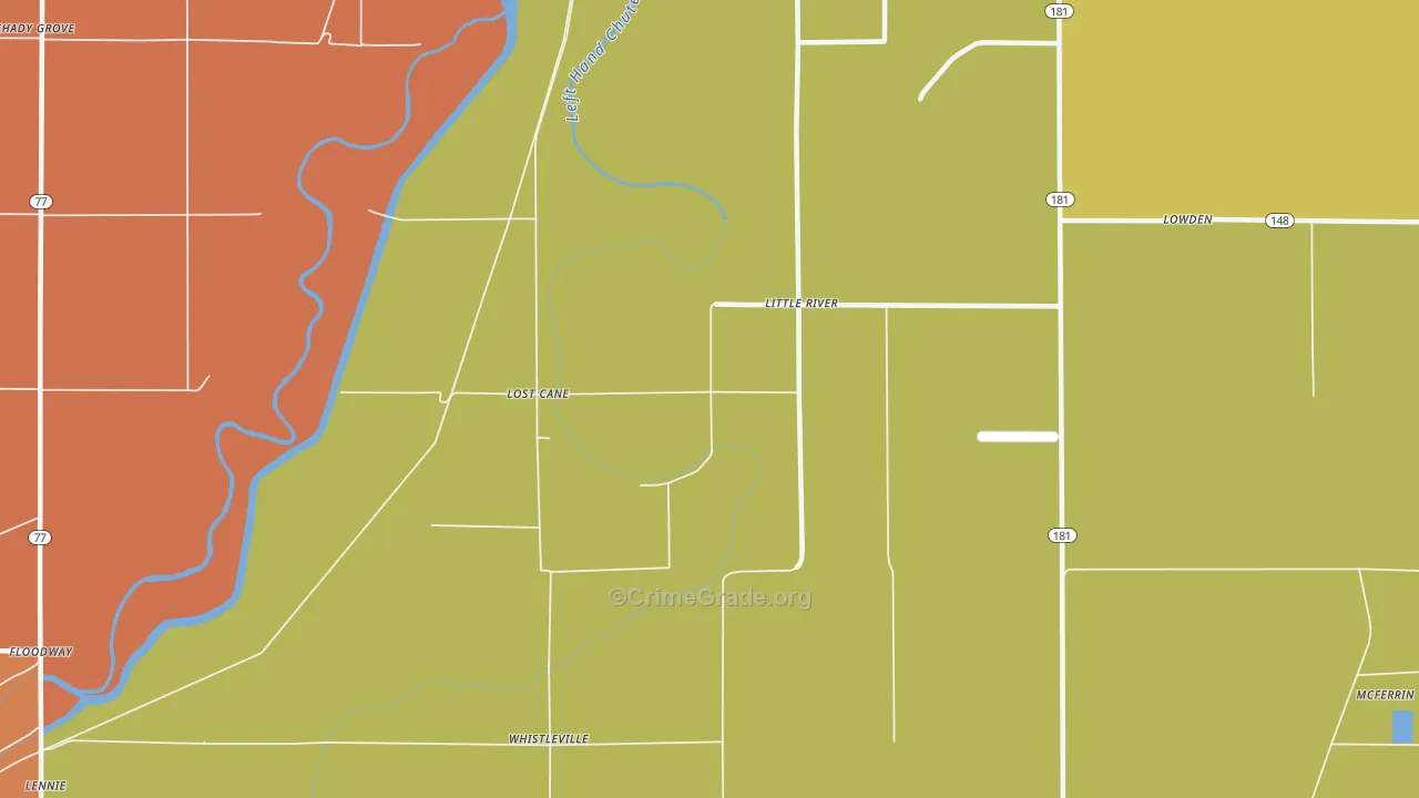 Little River, AR Map of Robbery Rates