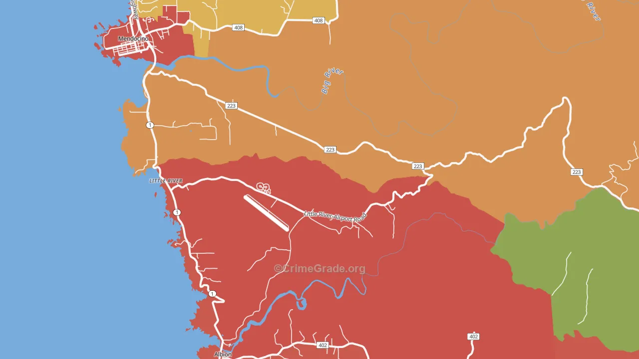 Little River, CA Map of Robbery Rates
