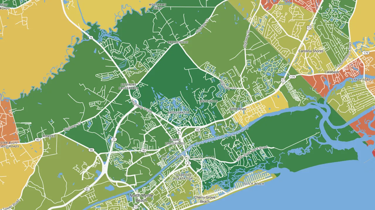 Little River, SC Map of Robbery Rates
