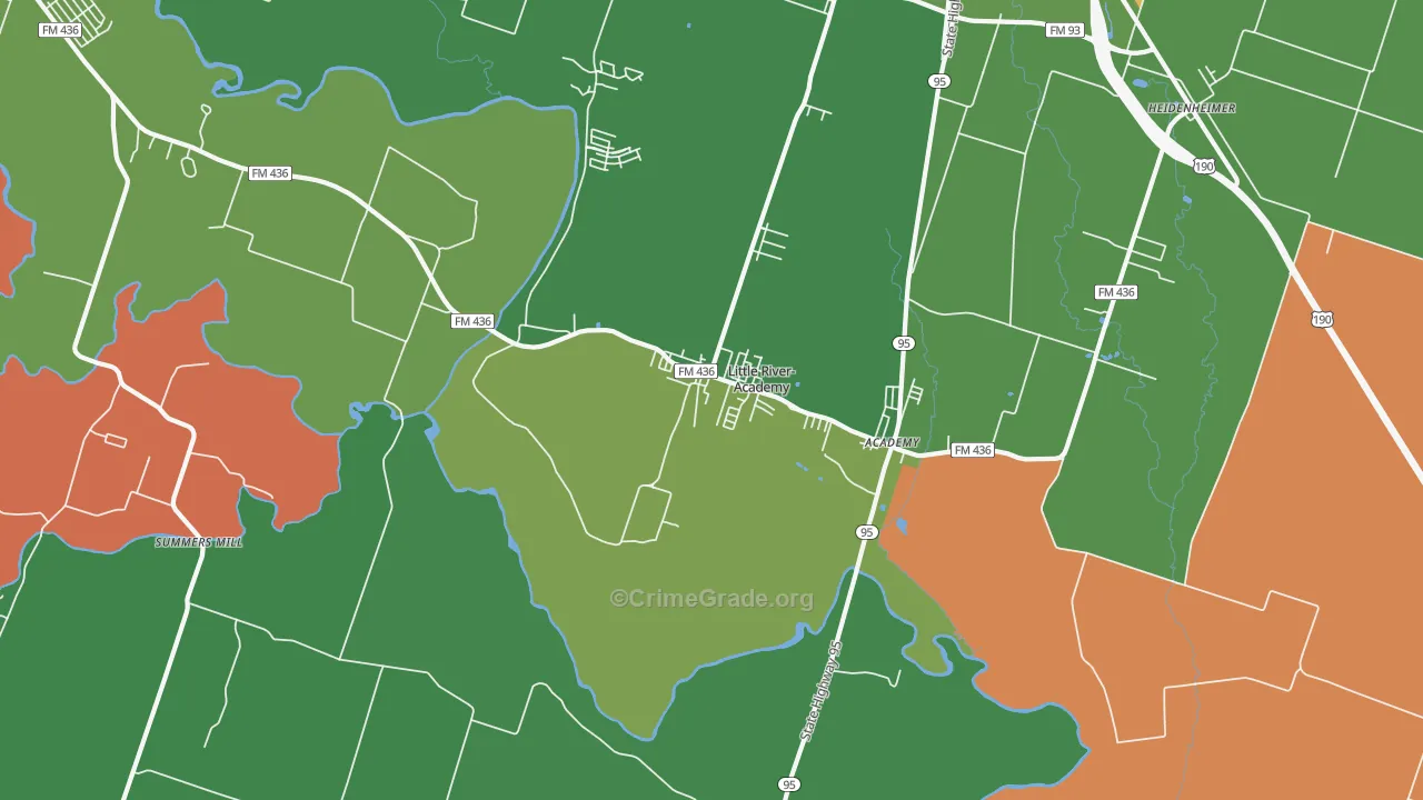 Little River, TX Map of Robbery Rates