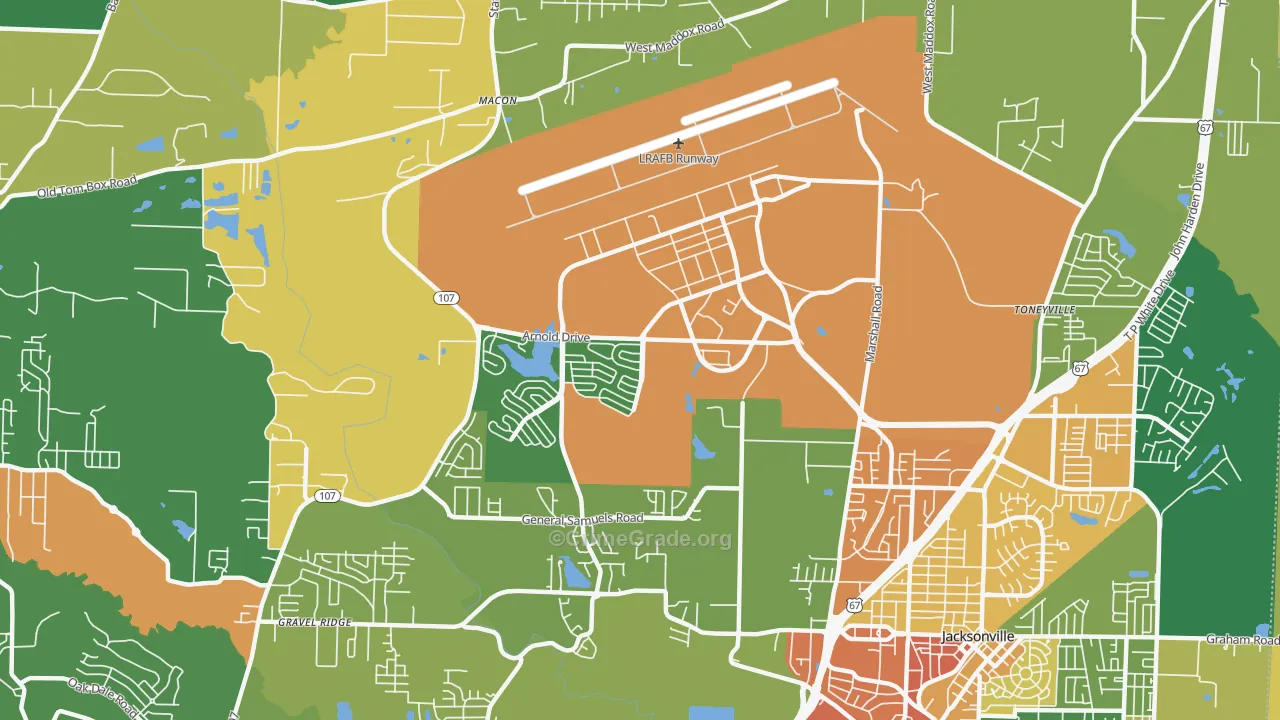 Little Rock Air Force Base, AR Map of Robbery Rates