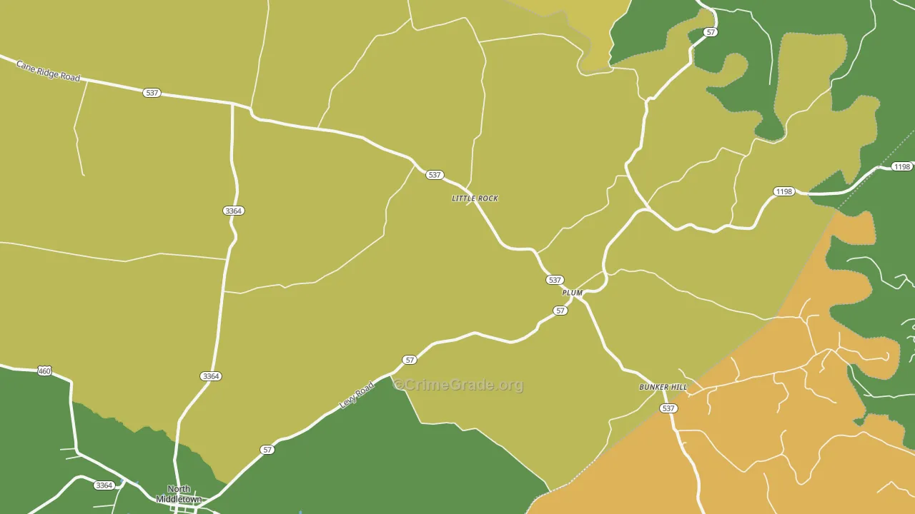 Little Rock, KY Map of Robbery Rates