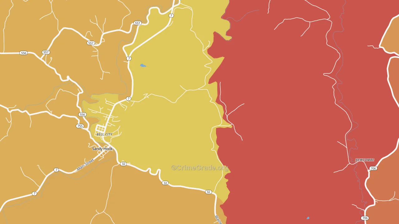 Little Sandy, KY Map of Robbery Rates