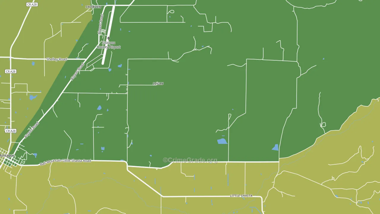 Little Shasta, CA Map of Robbery Rates