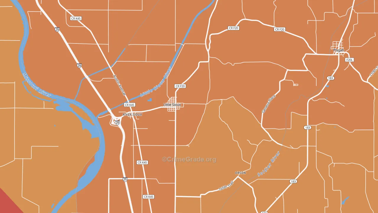 Little Sioux, IA Map of Robbery Rates