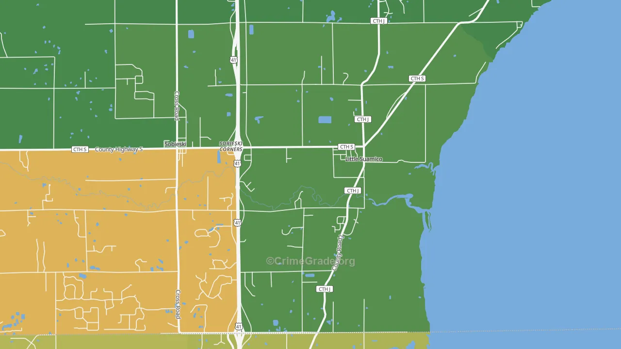 Little Suamico, WI Map of Robbery Rates