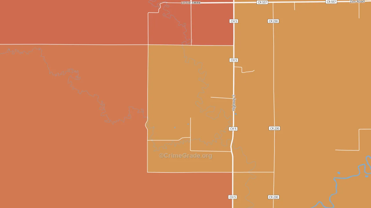 Little Swan, MN Map of Robbery Rates