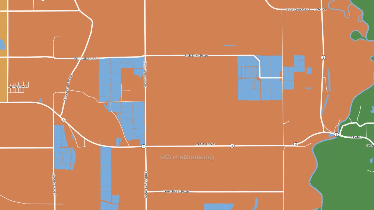 Little Texas, MS Map of Robbery Rates