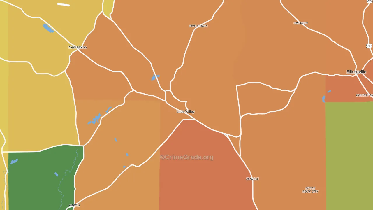 Little Valley, NY Map of Robbery Rates