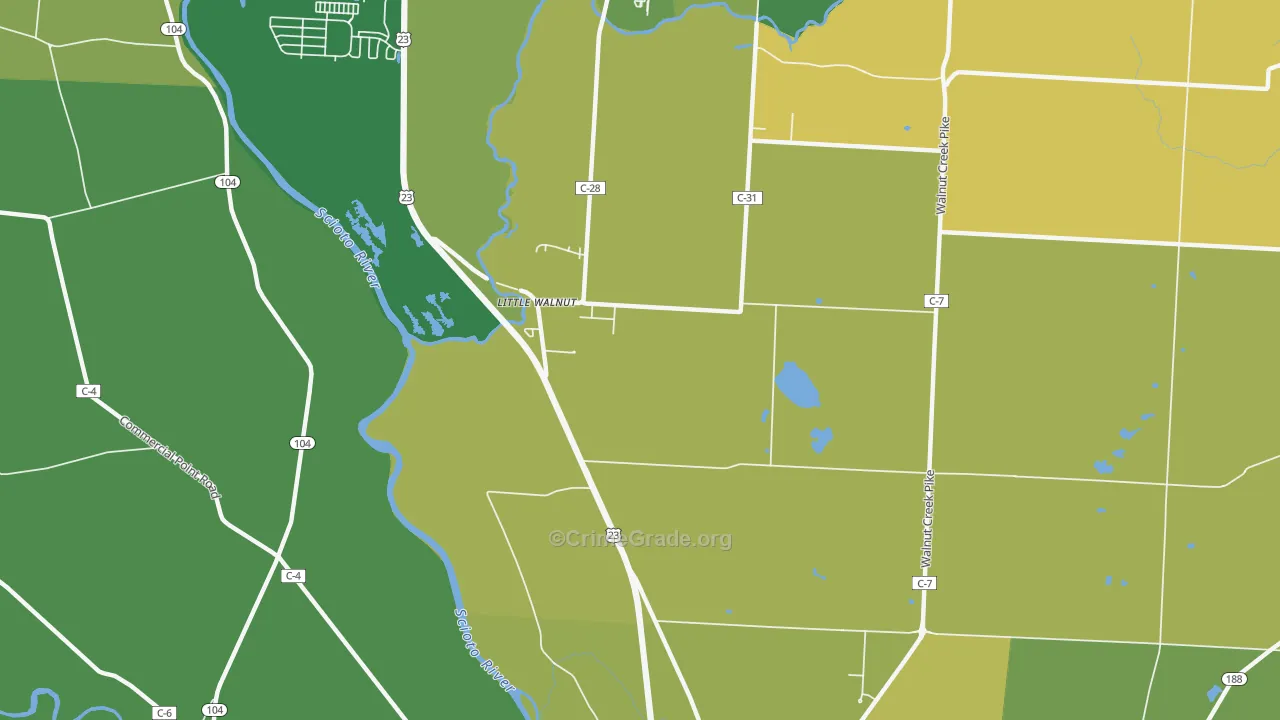 Little Walnut, OH Map of Robbery Rates