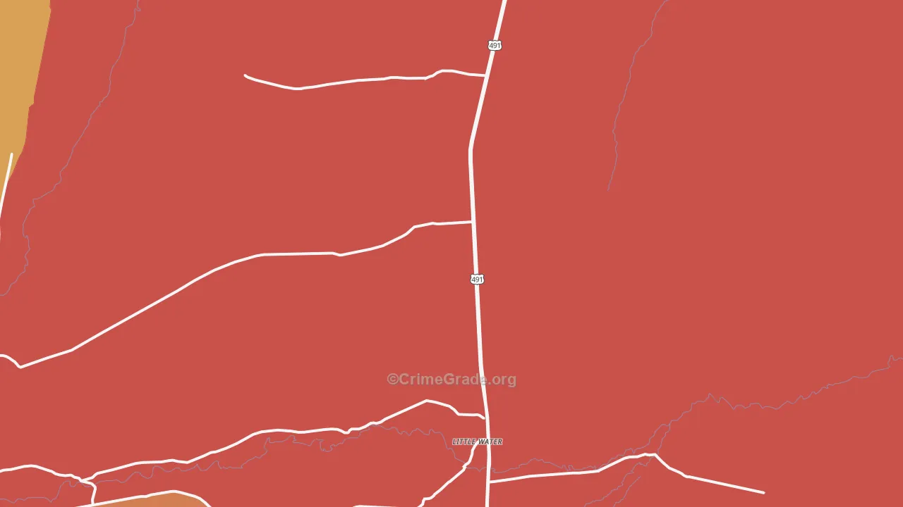 Little Water, NM Map of Robbery Rates