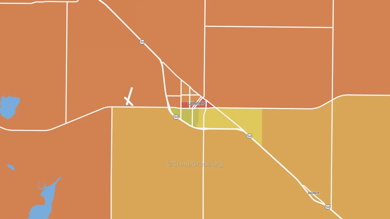 Littlefield, TX Map of Robbery Rates
