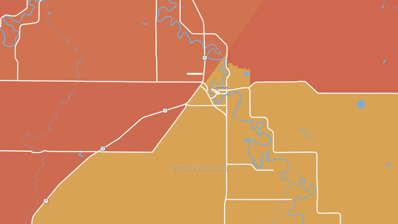 Littlefork, MN Map of Robbery Rates