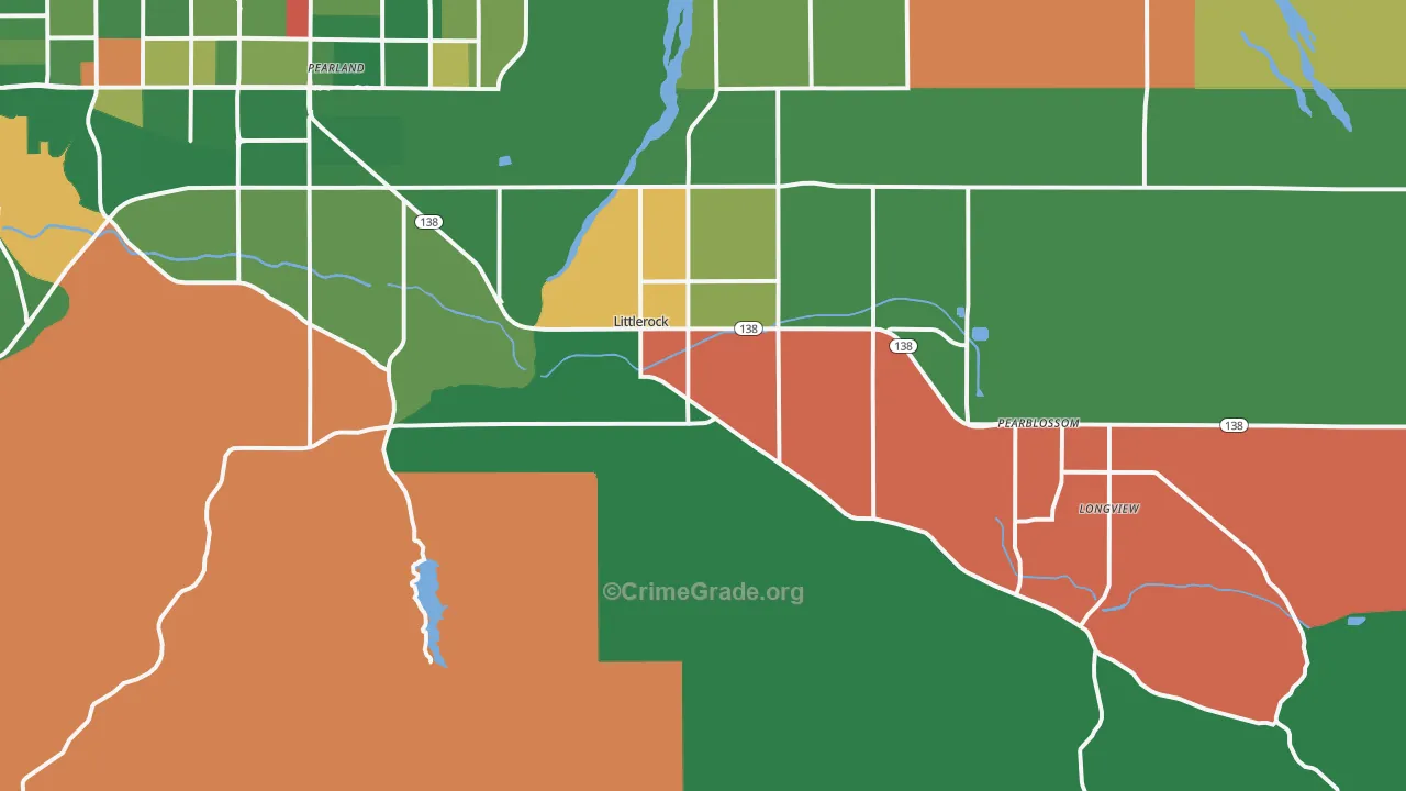 Littlerock, CA Map of Robbery Rates