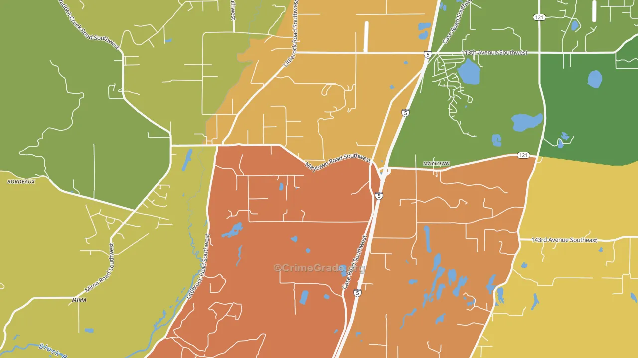 Littlerock, WA Map of Robbery Rates