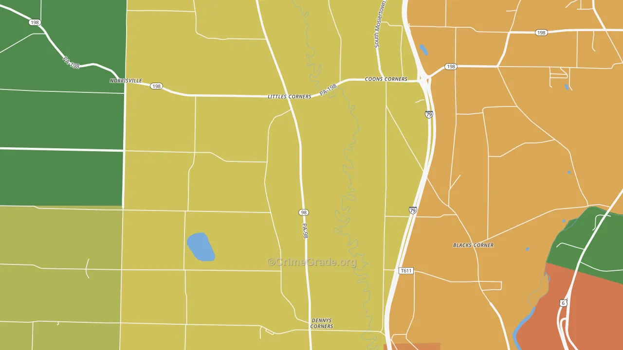 Littles Corners, PA Map of Robbery Rates