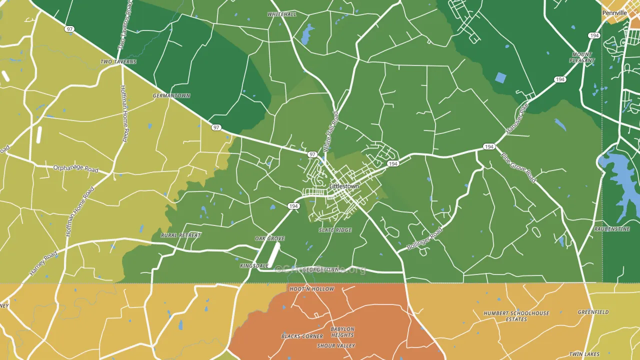 Littlestown, PA Map of Robbery Rates