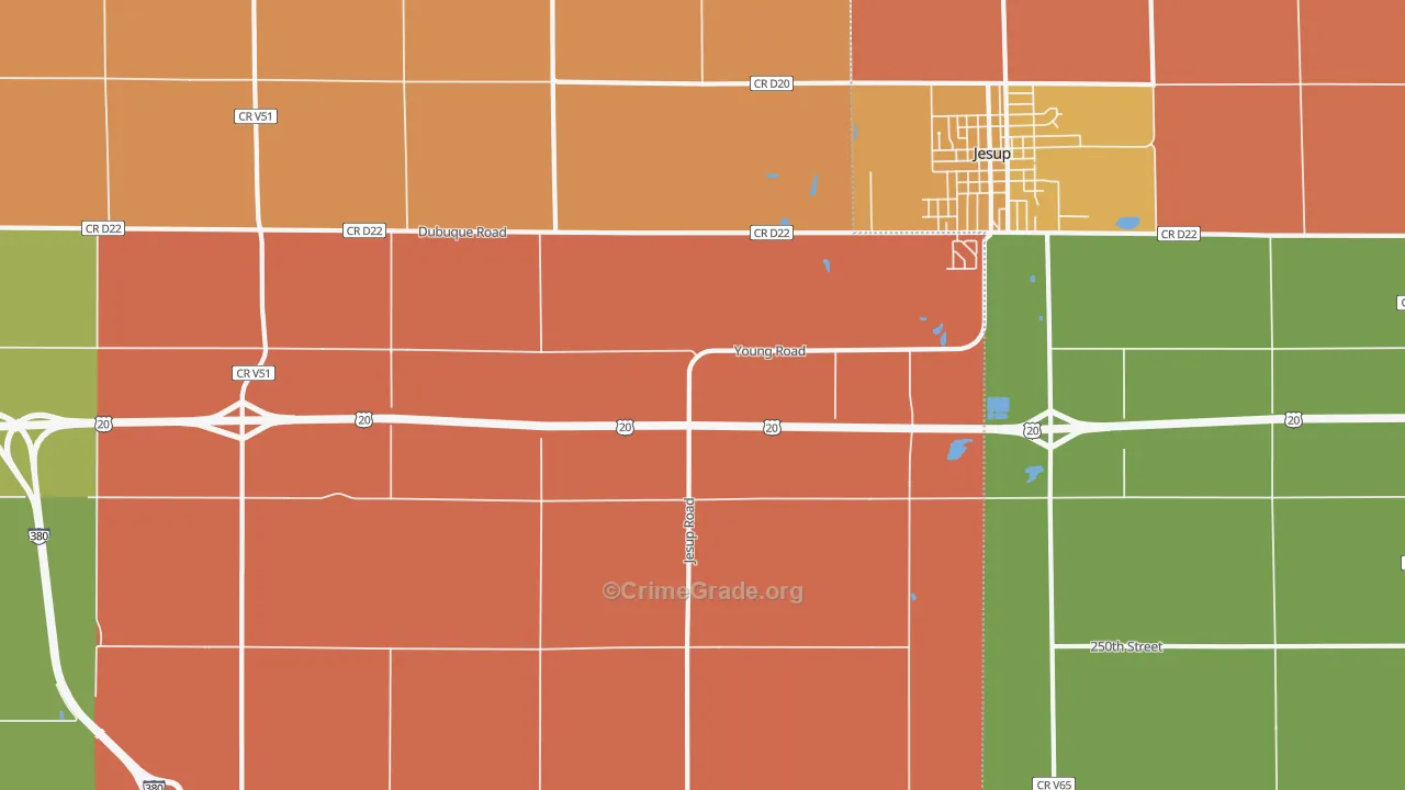 Littleton, IA Map of Robbery Rates
