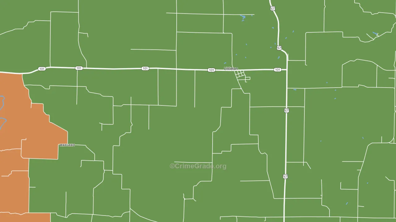 Littleton, IL Map of Robbery Rates