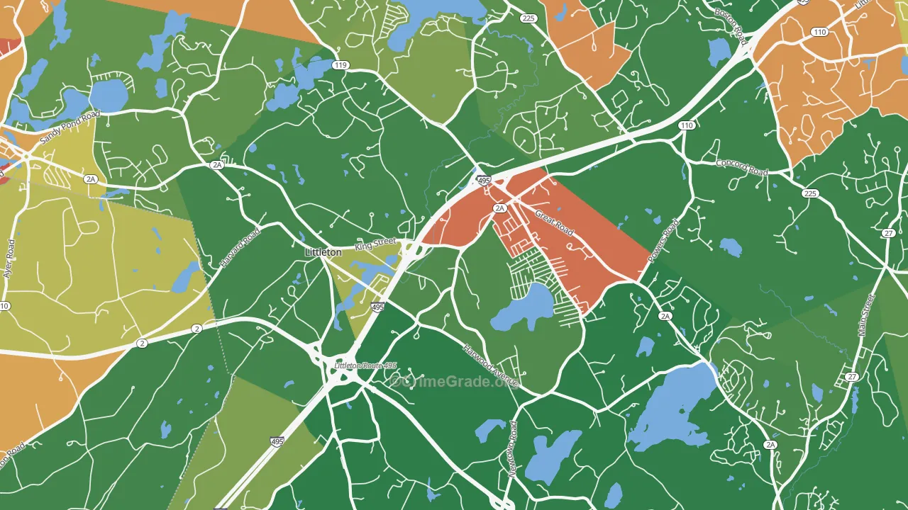Littleton, MA Map of Robbery Rates