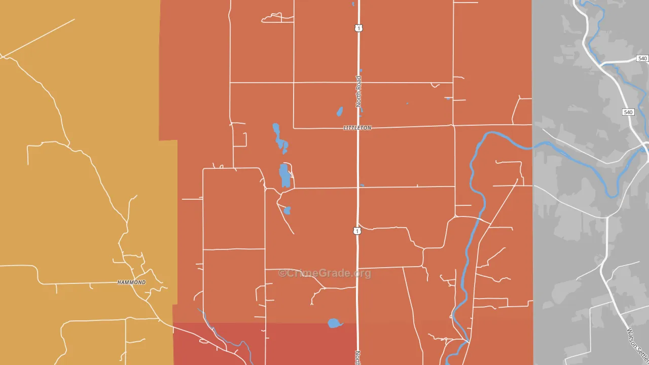 Littleton, ME Map of Robbery Rates