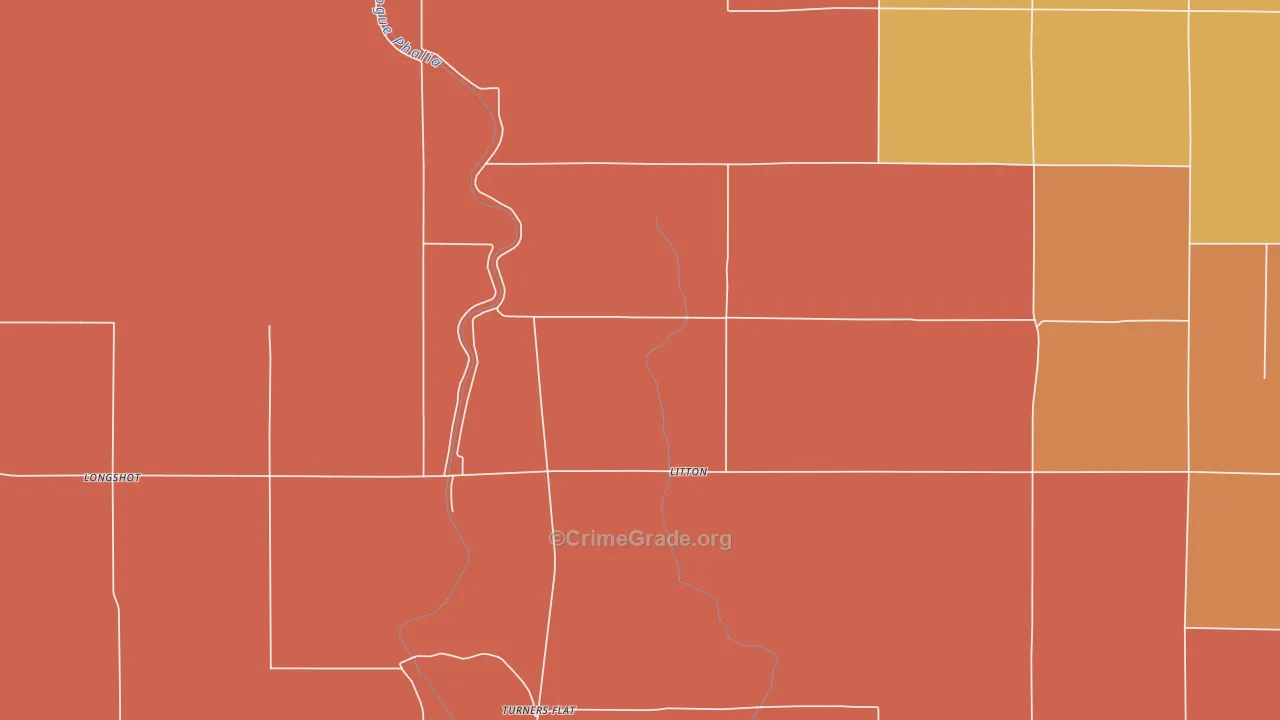 Litton, MS Map of Robbery Rates