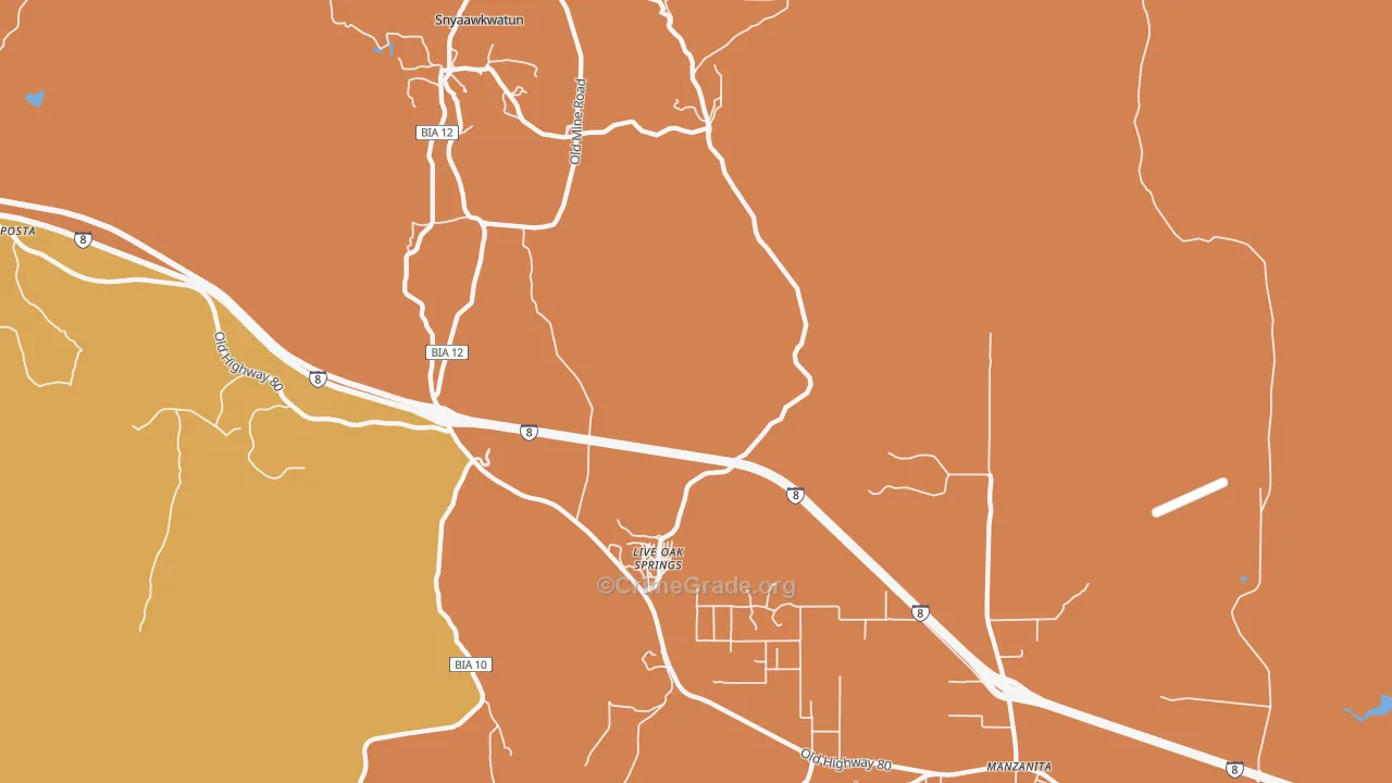 Live Oak Springs, CA Map of Robbery Rates
