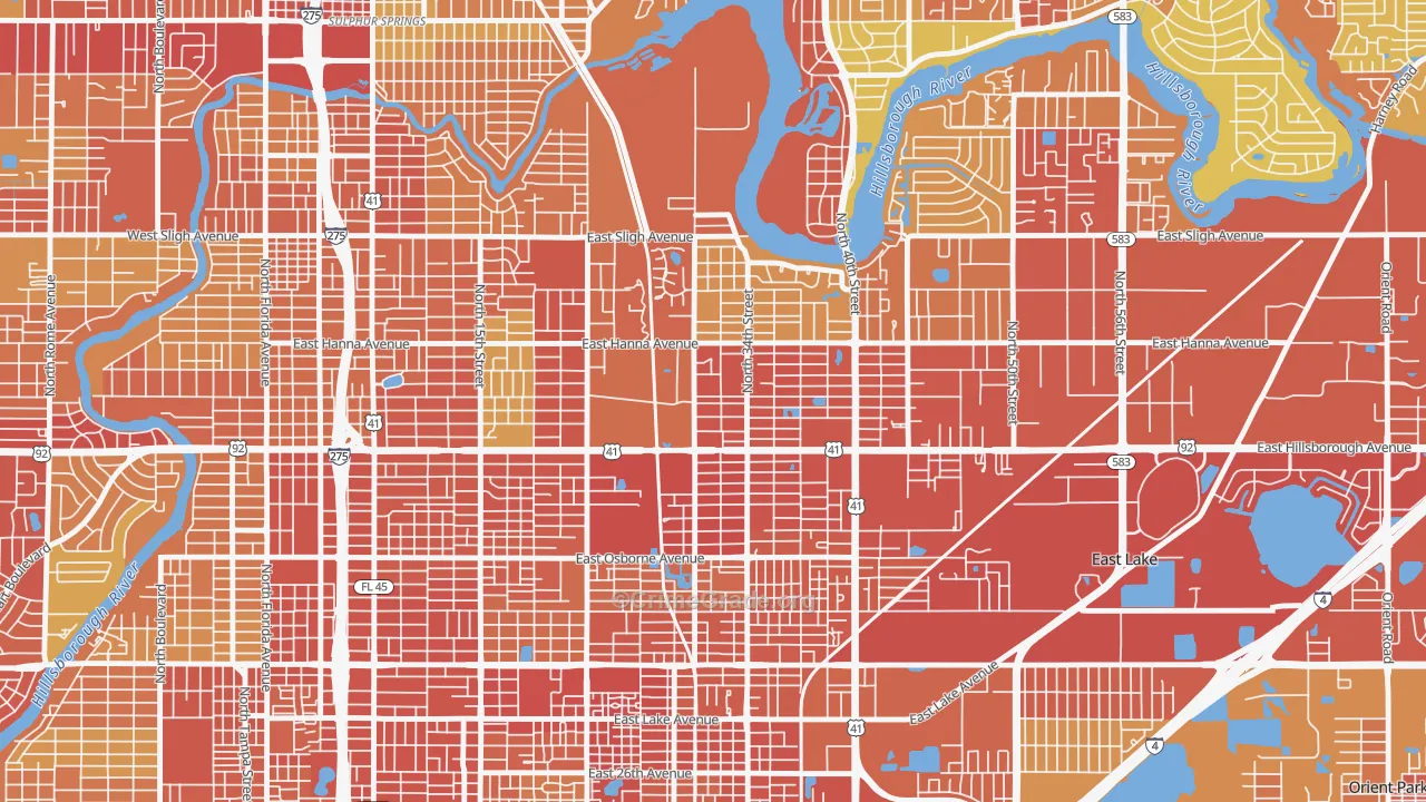 Live Oaks Square, Tampa, FL Map of Robbery Rates
