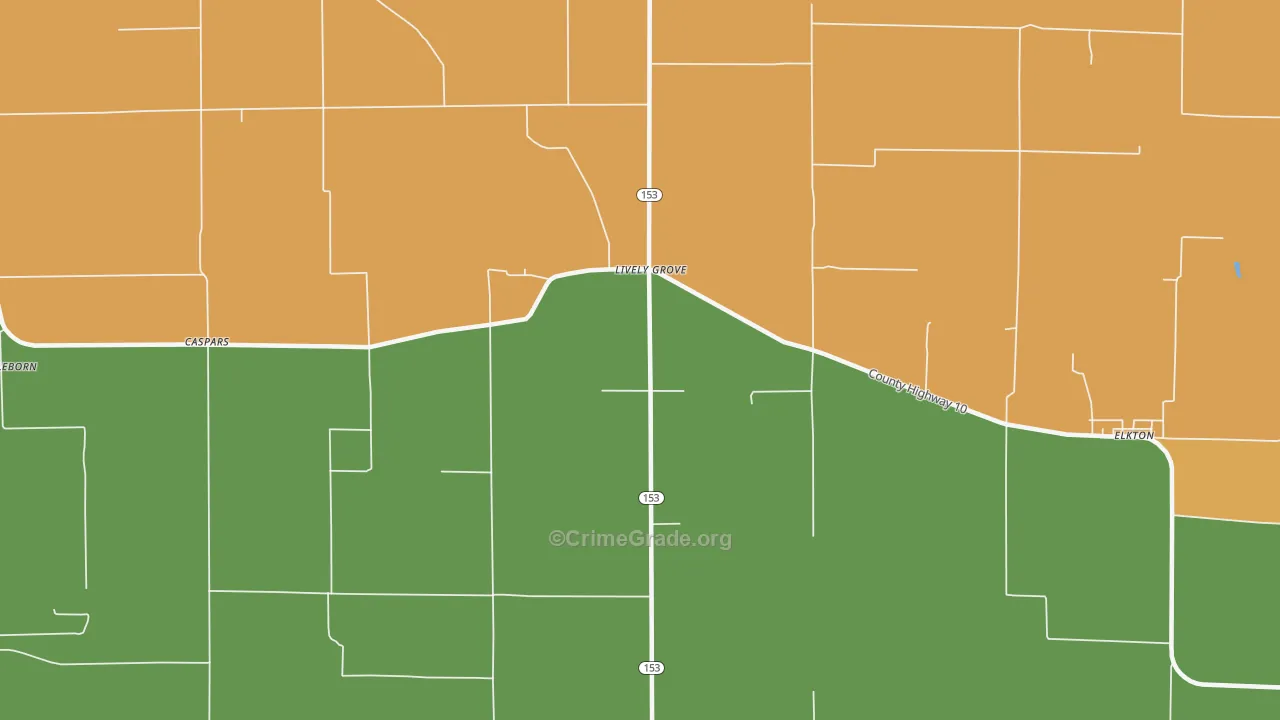 Lively Grove, IL Map of Robbery Rates