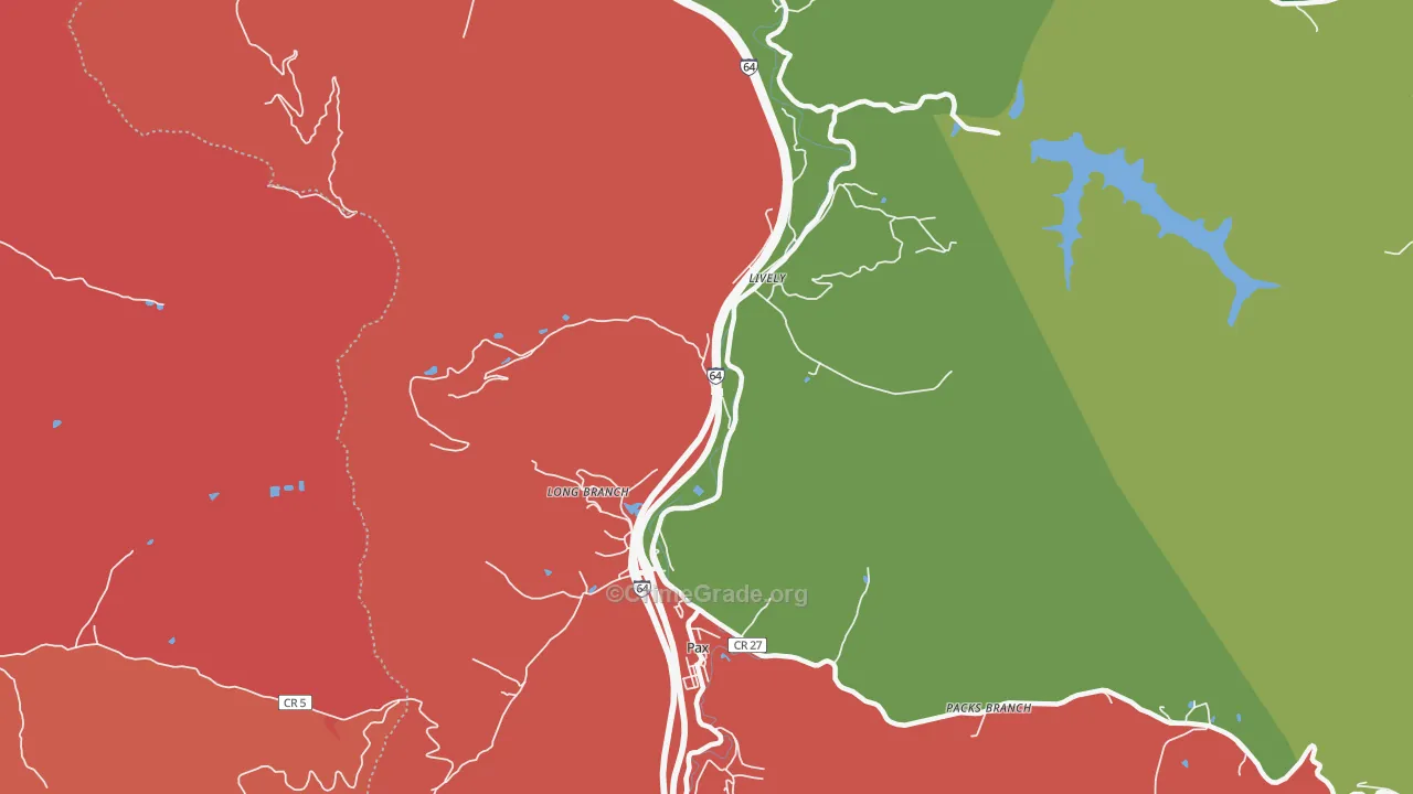 Lively, WV Map of Robbery Rates