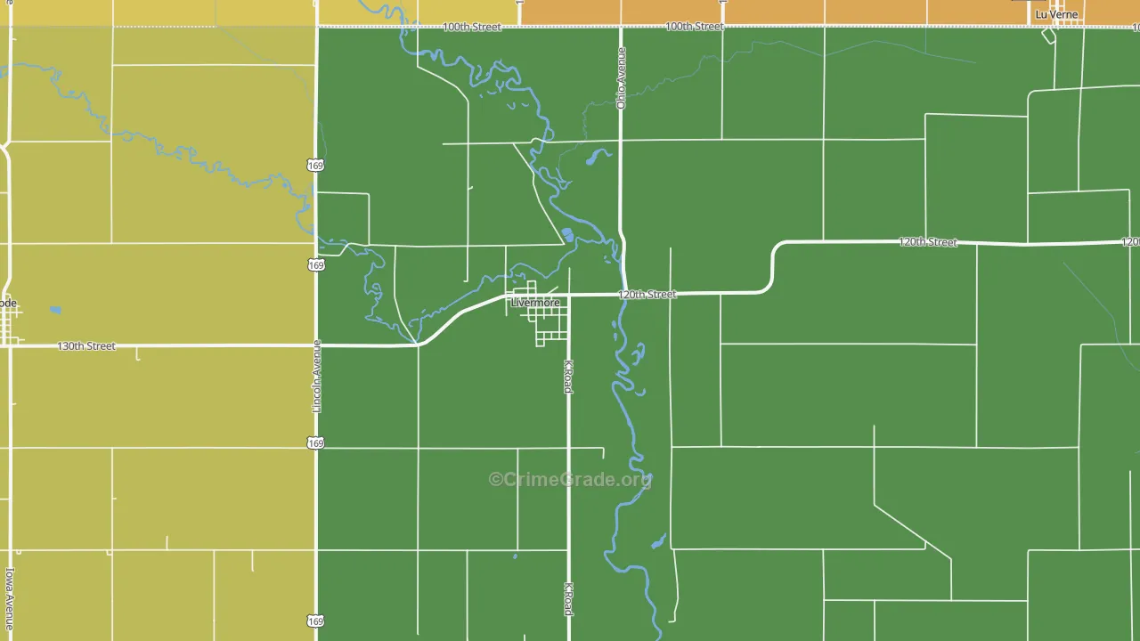 Livermore, IA Map of Robbery Rates
