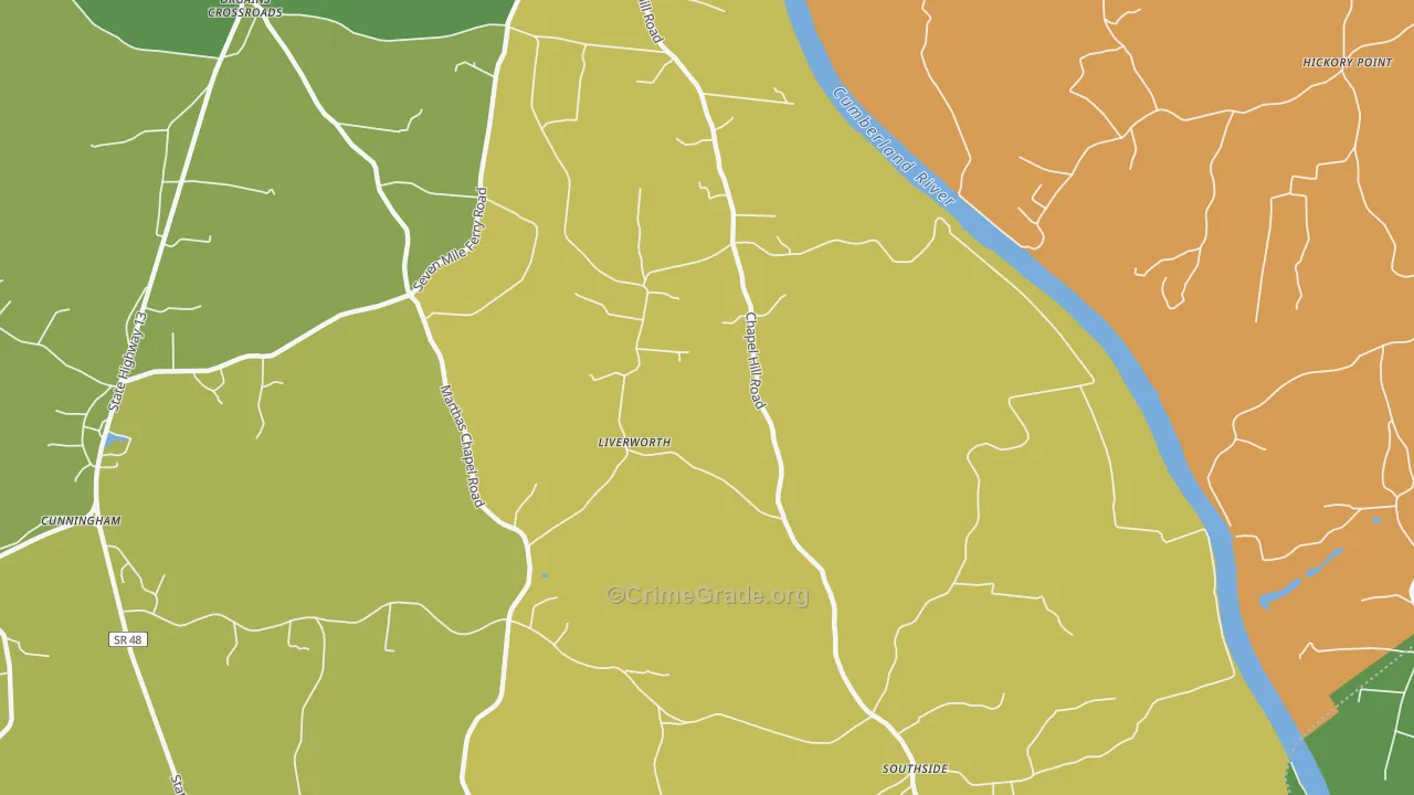 Liverwort, TN Map of Robbery Rates