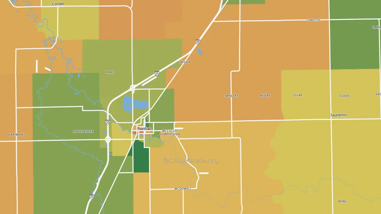 Livingston County, IL Map of Robbery Rates