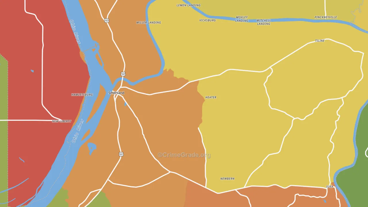 Livingston County, KY Map of Robbery Rates